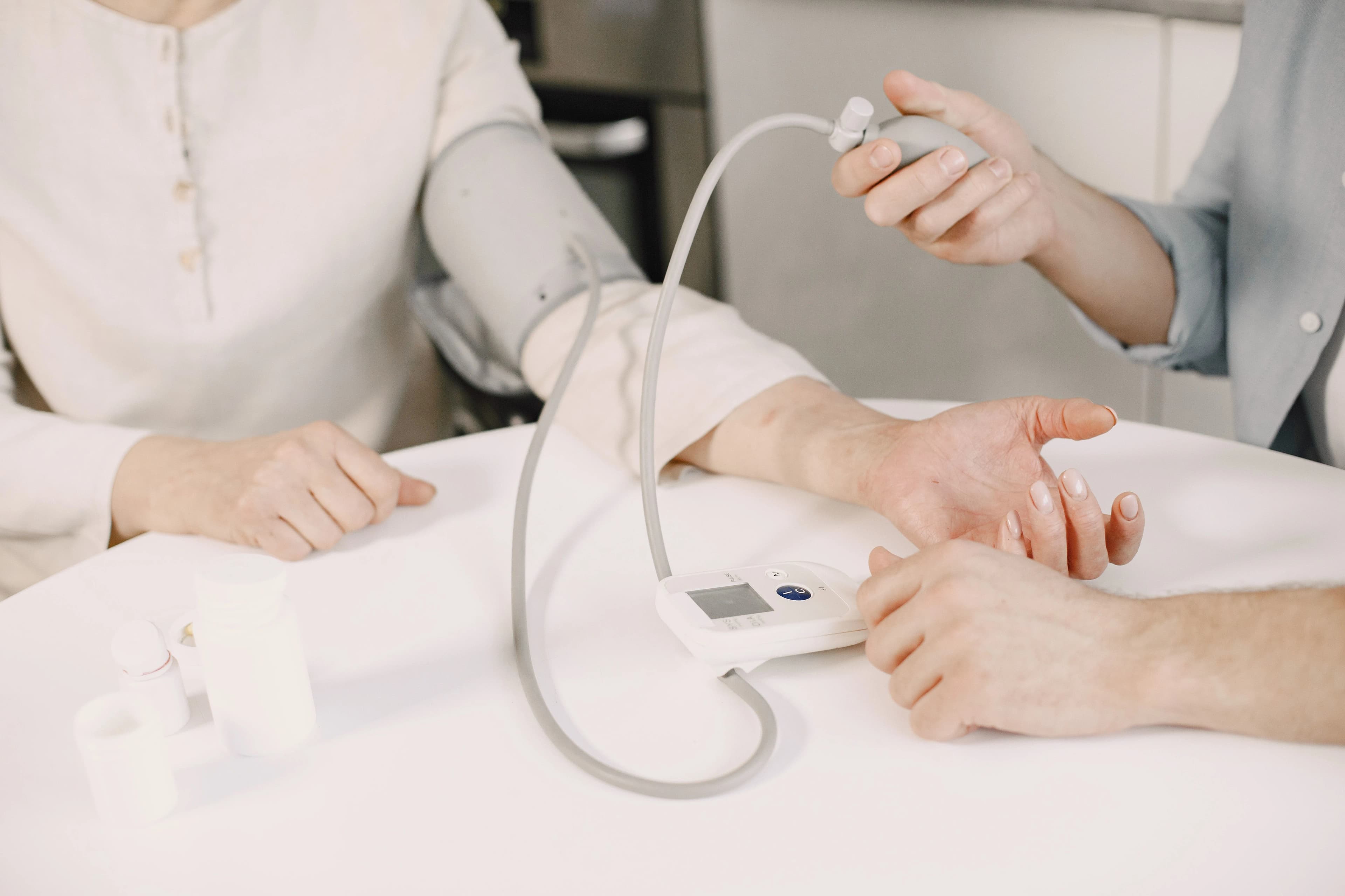 A blood pressure check in progress
